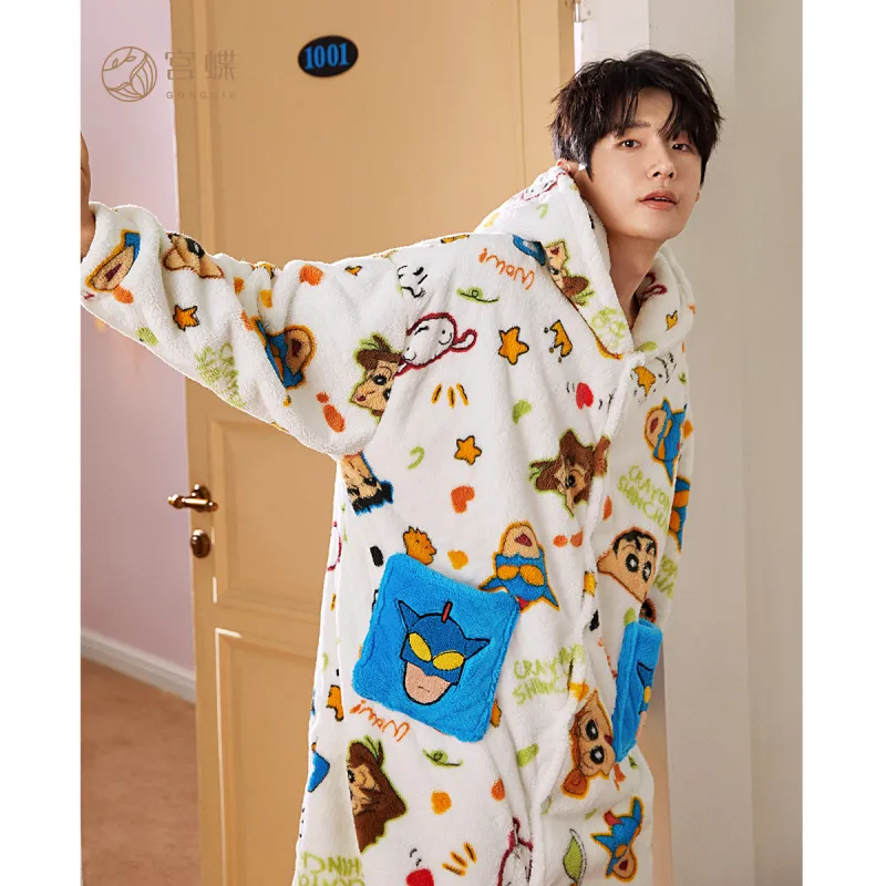 Gongdie x LABIXIAOXIN LIANMINGKUAN Bath Robes Unisex White-3