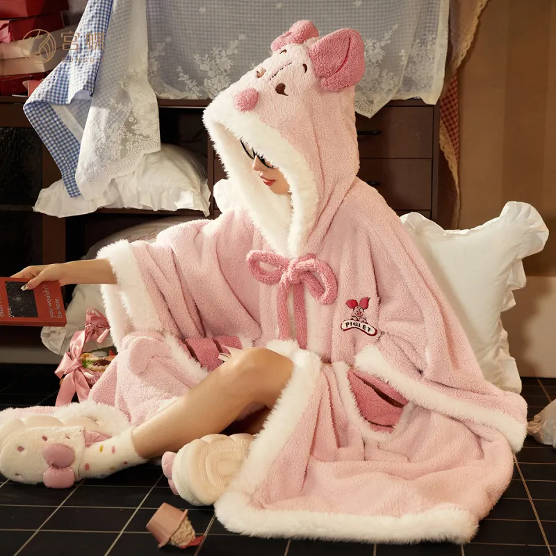 Gongdie x Disney Bath Robes Women's Pink-2