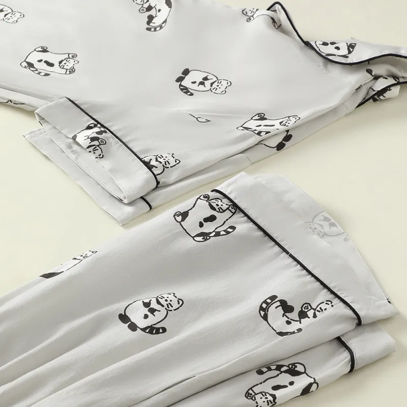 Gongdie x ZAOWUCANXIONGDI,LIANMINGKUAN Pajama Set Women's Gray-3