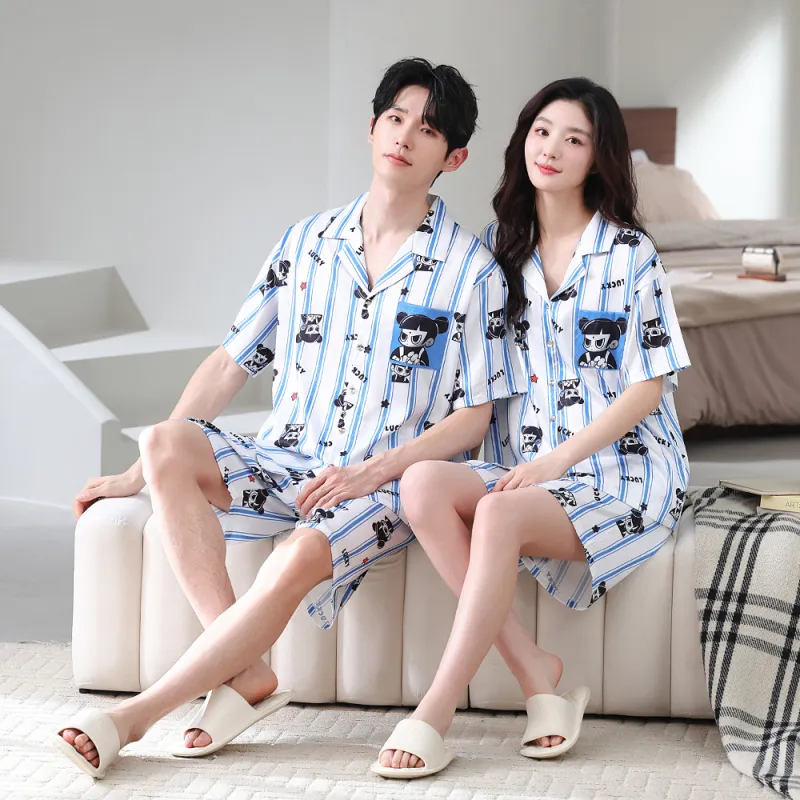 Gongdie x NEZHA,LIANMINGKUAN Pajama Set Unisex Blue White-3