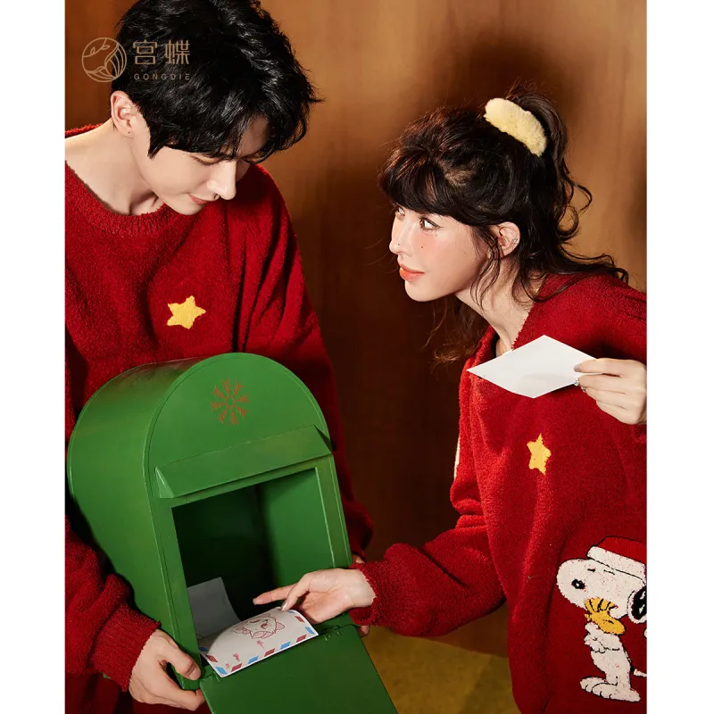 Gongdie x SNOOPY/ Pajama Set Unisex Red-6
