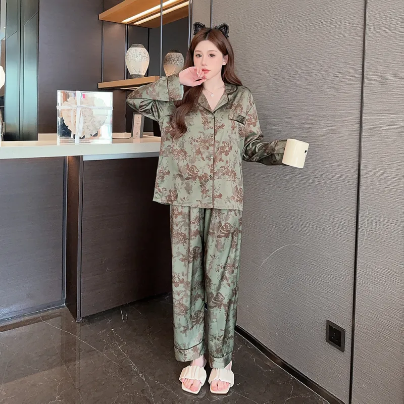 Gongdie Pajama Set Women's Vintage Green-4