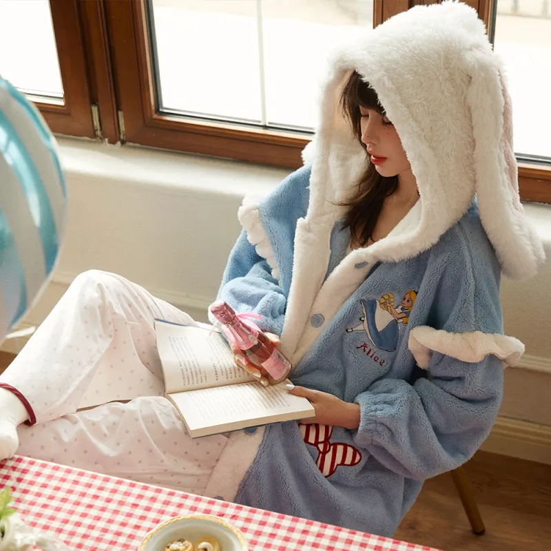 Gongdie x Disney Bath Robes Women's Blue-2
