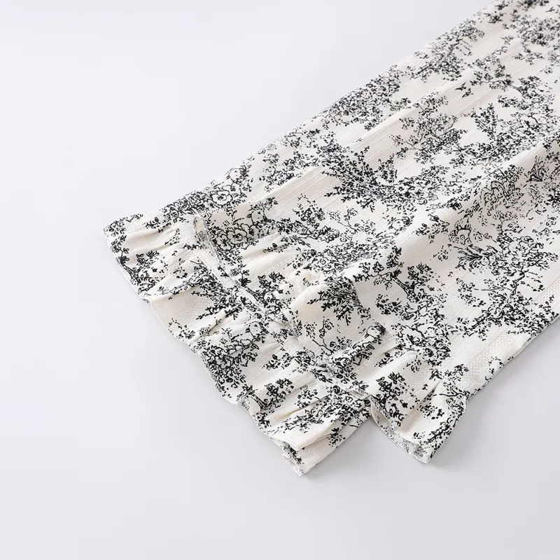 Gongdie Pajama Set Women's Black White-3