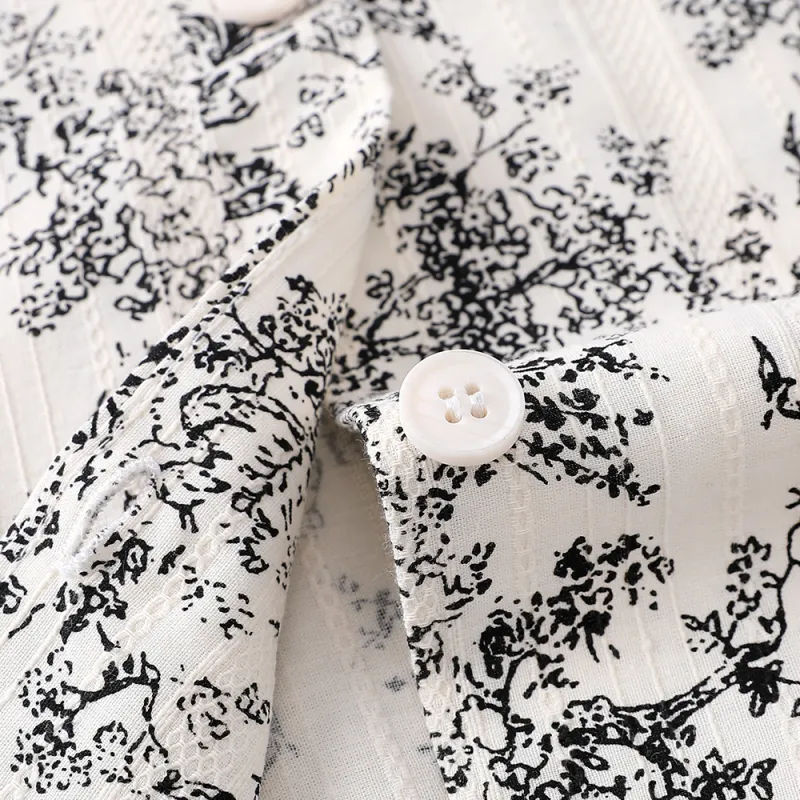 Gongdie Pajama Set Women's Black White-4