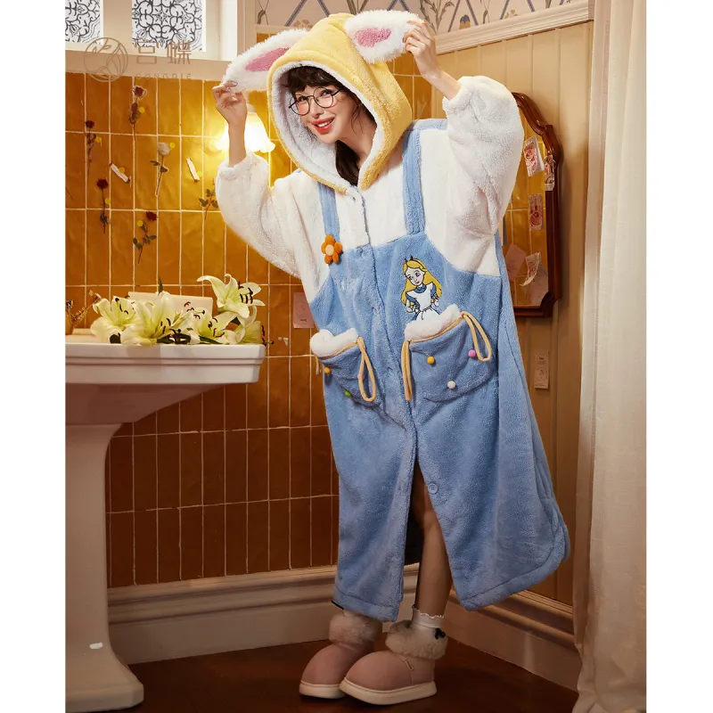 Gongdie x Disney Bath Robes Women's Blue-3