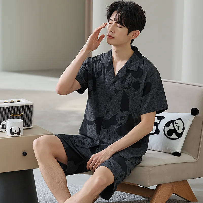 Gongdie Pajama Set Men's Dark Gray-3