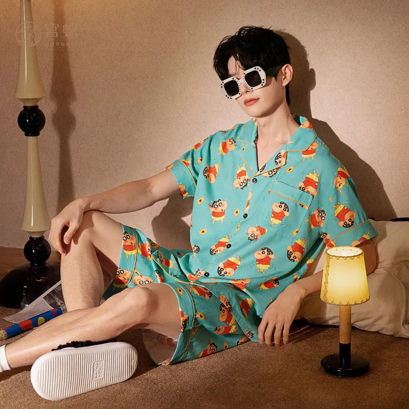 Gongdie x SHINCHAN Pajama Set Unisex Gift Box Set Green-8