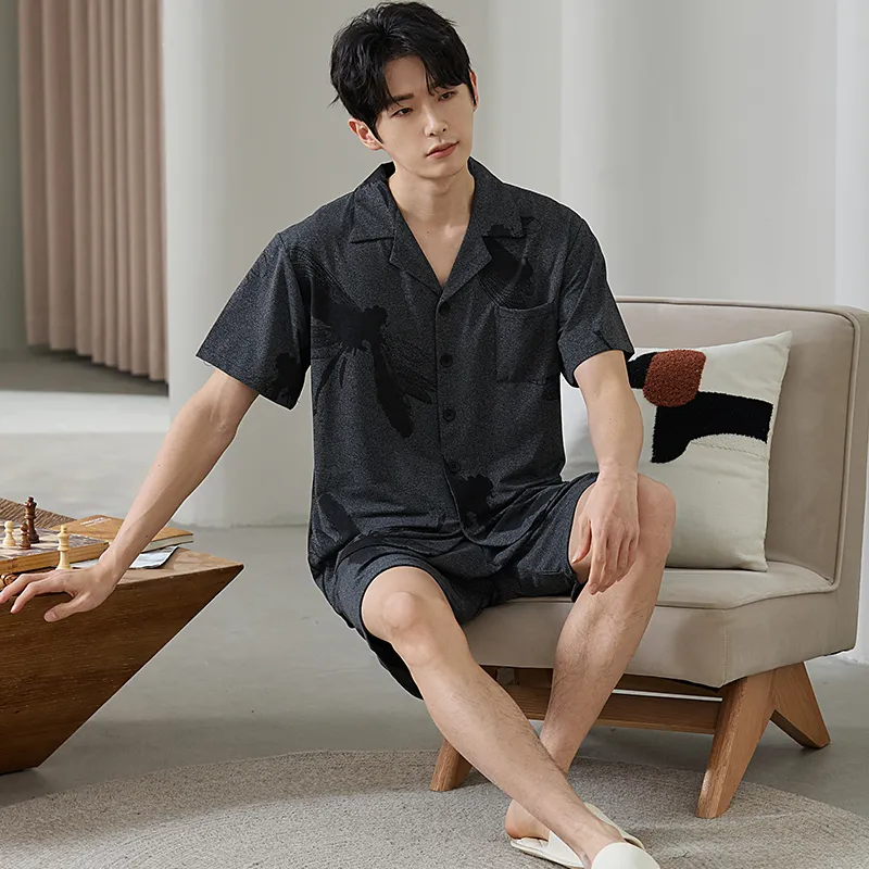 Gongdie Pajama Set Men's Dark Gray-4