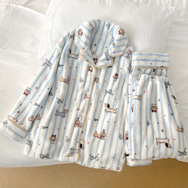 Gongdie Pajama Set Women's Blue-2