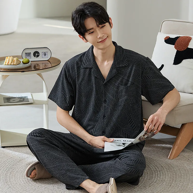 Gongdie Pajama Set Men's Dark Gray-3
