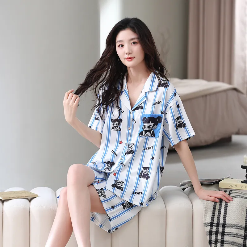 Gongdie x NEZHA,LIANMINGKUAN Pajama Set Unisex Blue White-2