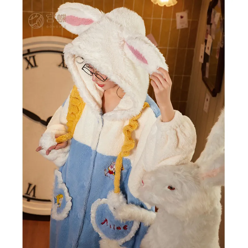 Gongdie x Disney Pajama Robe Women's Blue-2