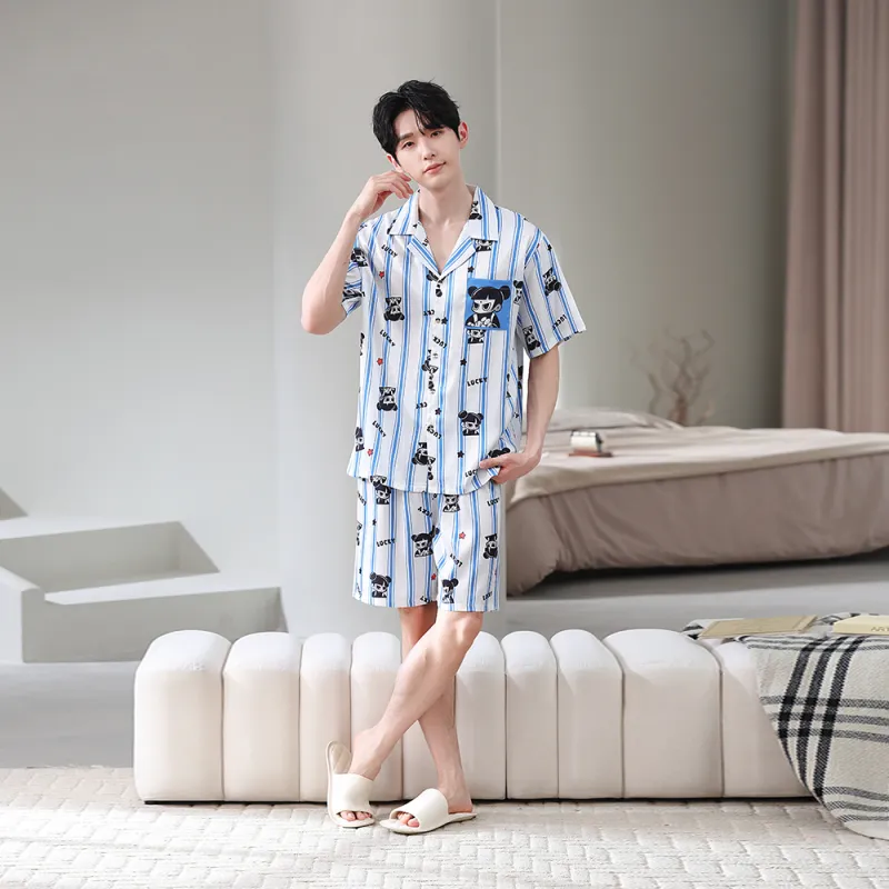 Gongdie x NEZHA,LIANMINGKUAN Pajama Set Unisex Blue White-11