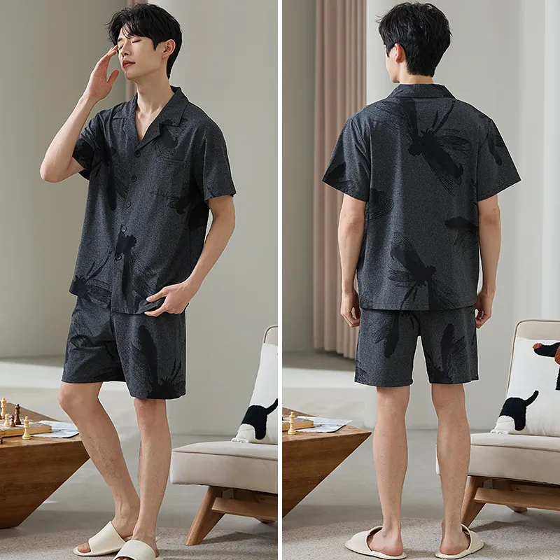 Gongdie Pajama Set Men's Dark Gray-5