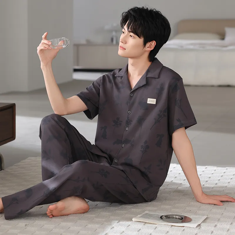 Gongdie Pajama Set Men's Dark Gray-3