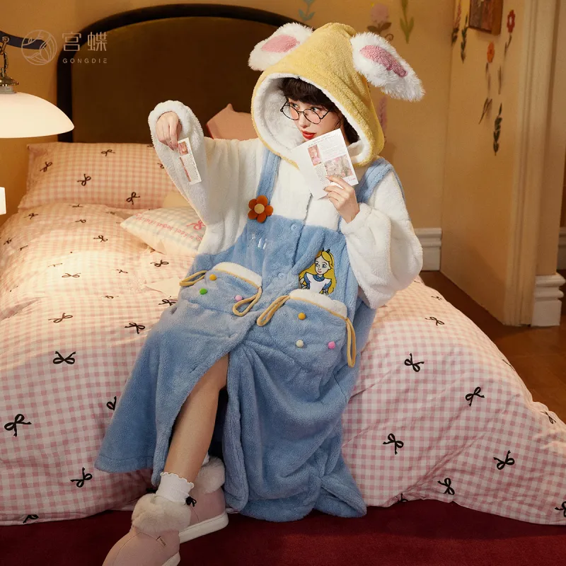 Gongdie x Disney Bath Robes Women's Blue-2