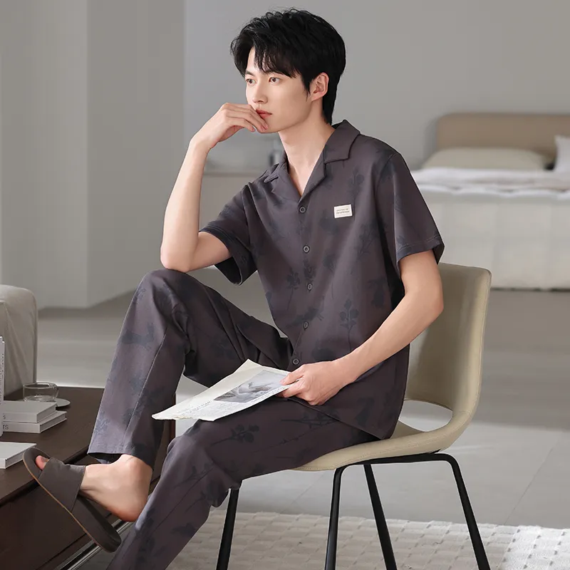 Gongdie Pajama Set Men's Dark Gray-1