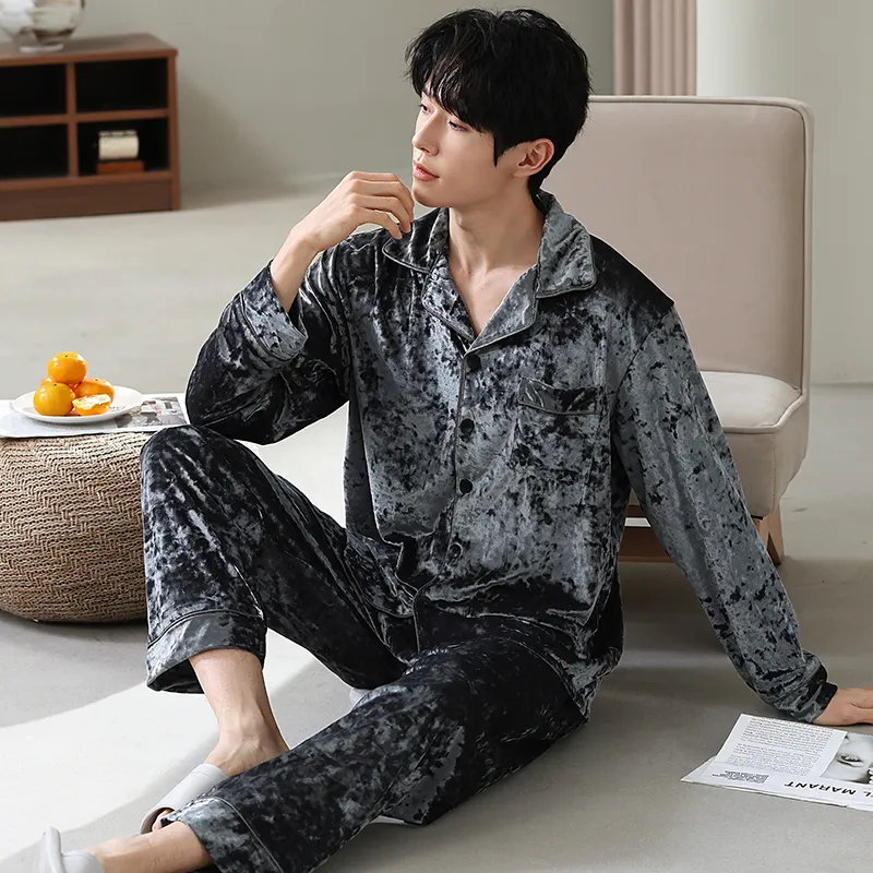 Gongdie Pajama Set Men's Dark Gray-2