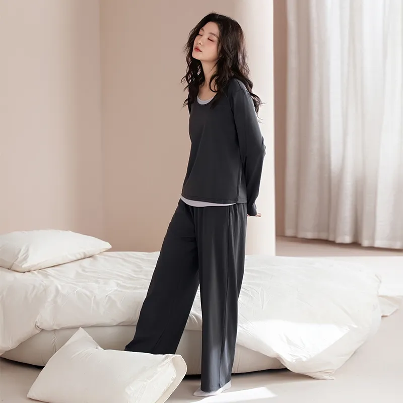 Gongdie Pajama Set Unisex Dark Gray-3