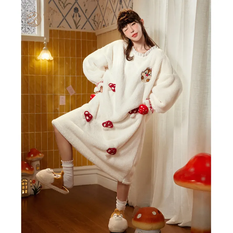 Gongdie x Disney Pajama Robe Women's White-1