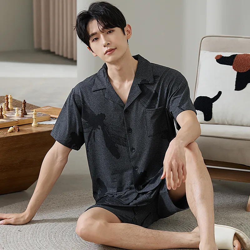 Gongdie Pajama Set Men's Dark Gray-2