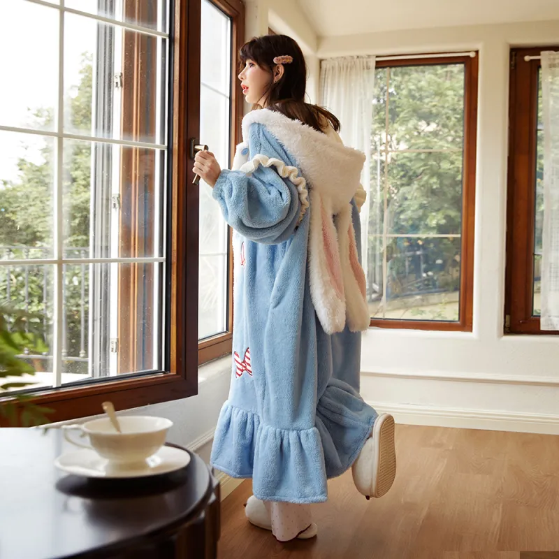 Gongdie x Disney Bath Robes Women's Blue-6