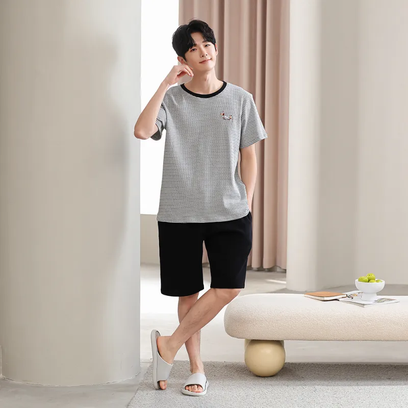 Gongdie Pajama Set Men's Light Gray-4