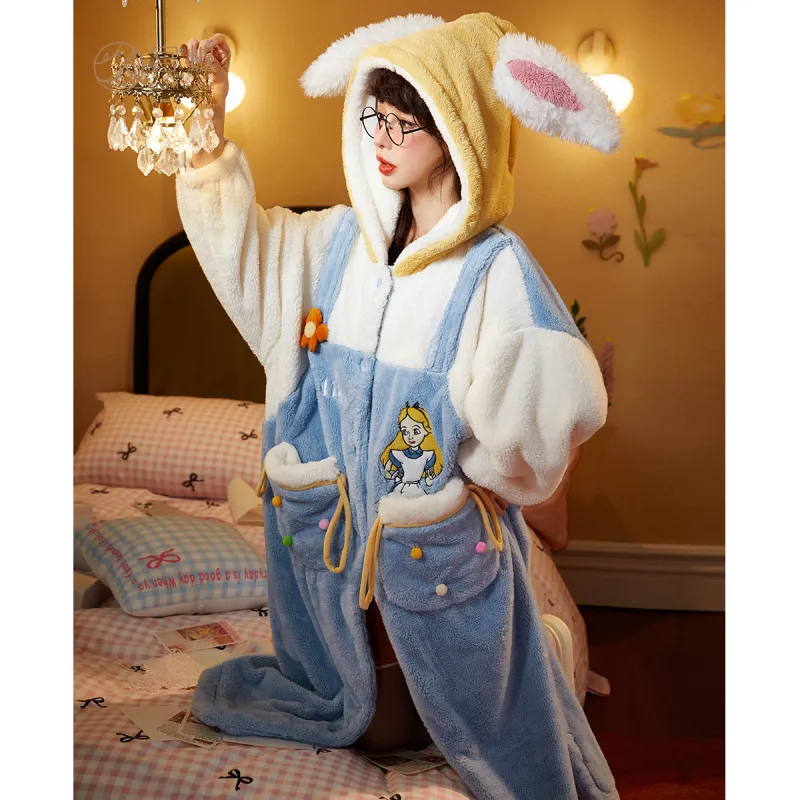 Gongdie x Disney Bath Robes Women's Blue-4