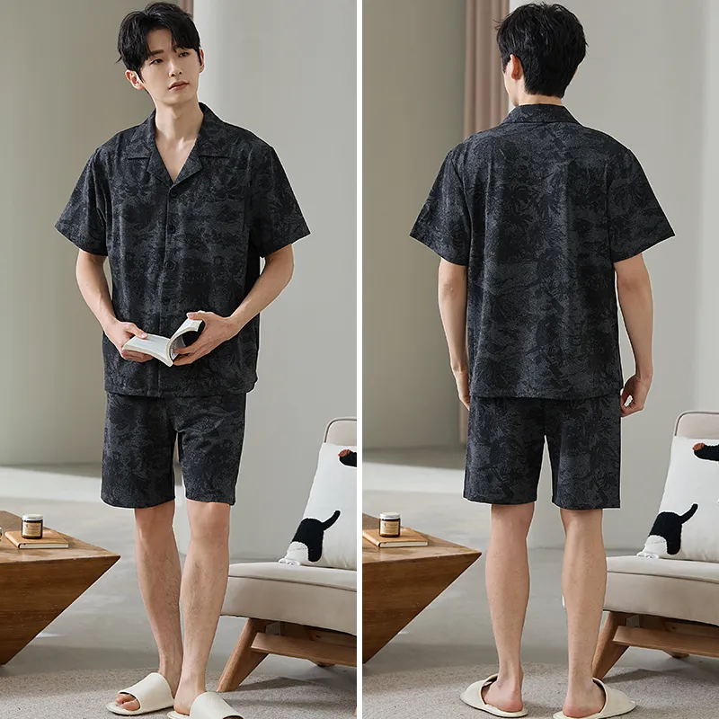 Gongdie Pajama Set Men's Dark Gray-5