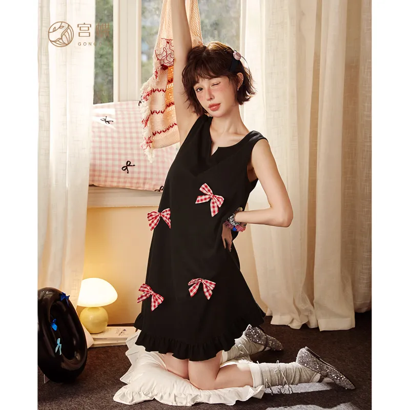 Gongdie Nightgown Women's Black-6