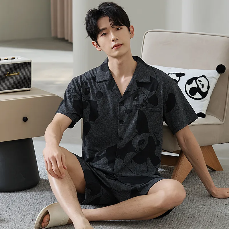 Gongdie Pajama Set Men's Dark Gray-1