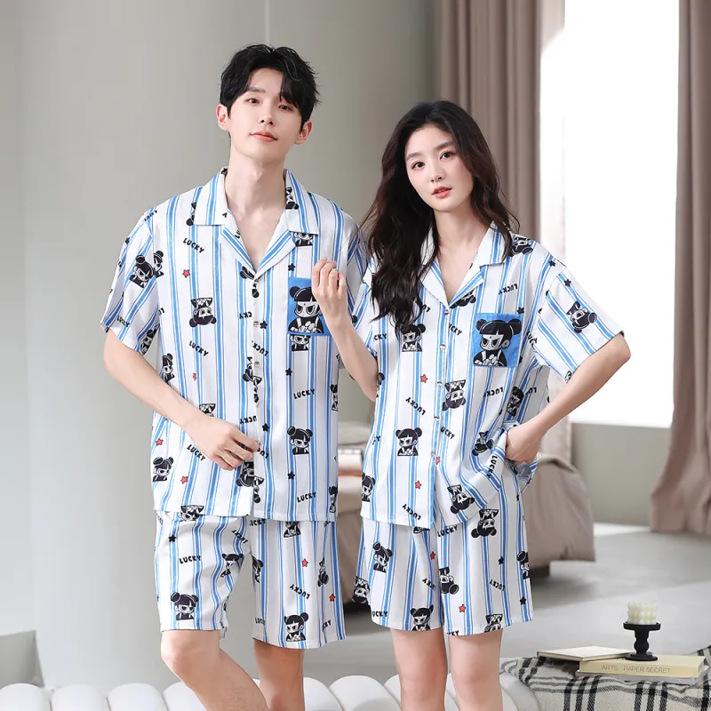 Gongdie x NEZHA,LIANMINGKUAN Pajama Set Unisex Blue White-1