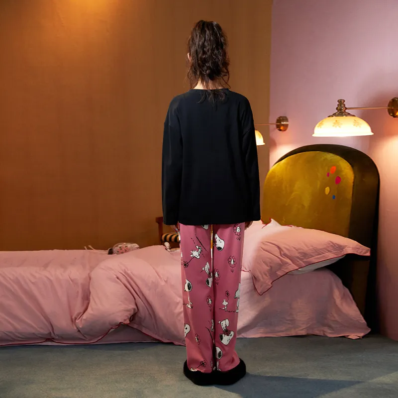 Gongdie x SNOOPY/ Pajama Set Women's Black-1