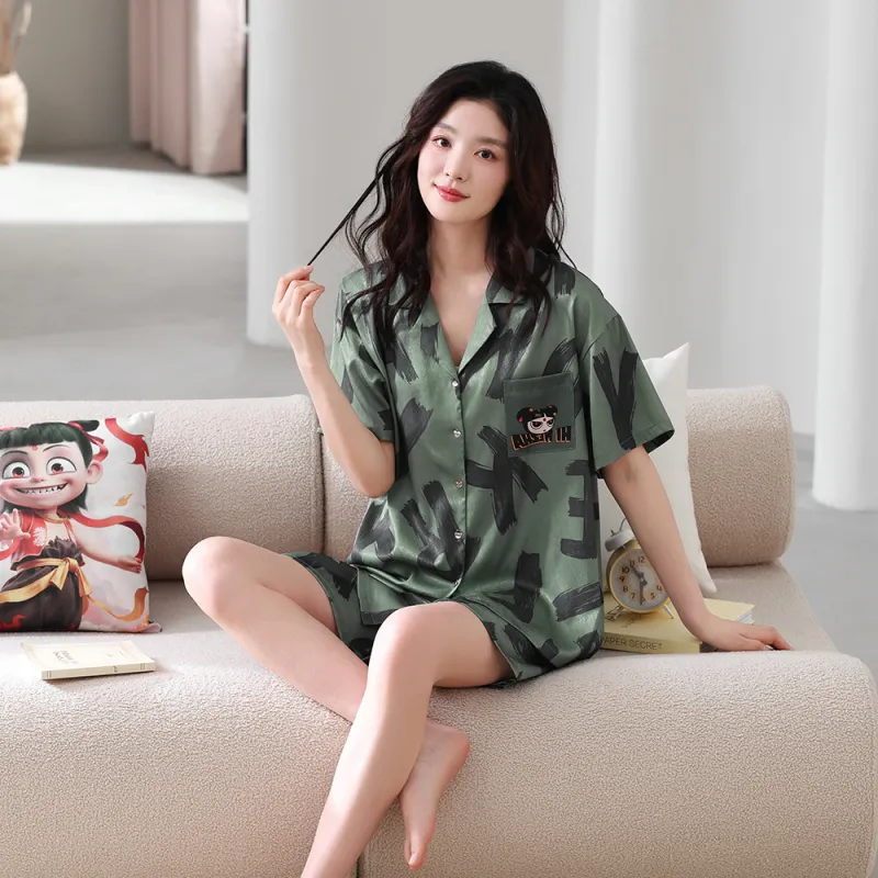 Gongdie x NEZHA,LIANMINGKUAN Pajama Set Unisex Green-4