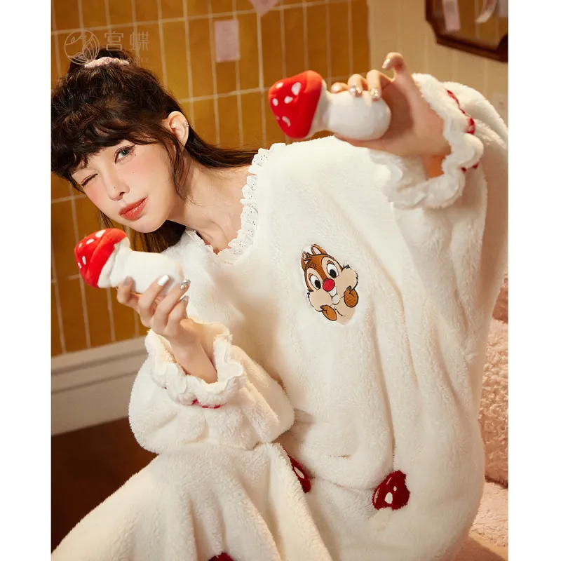 Gongdie x Disney Pajama Robe Women's White-2