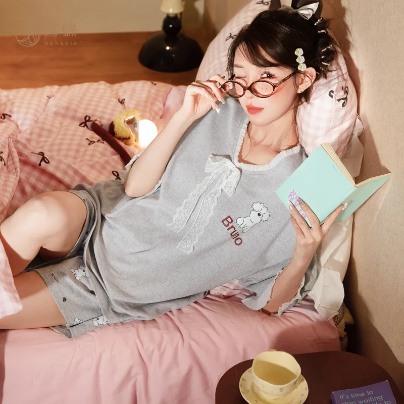 Gongdie x Miiiiichan Pajama Set Women's Gray-5