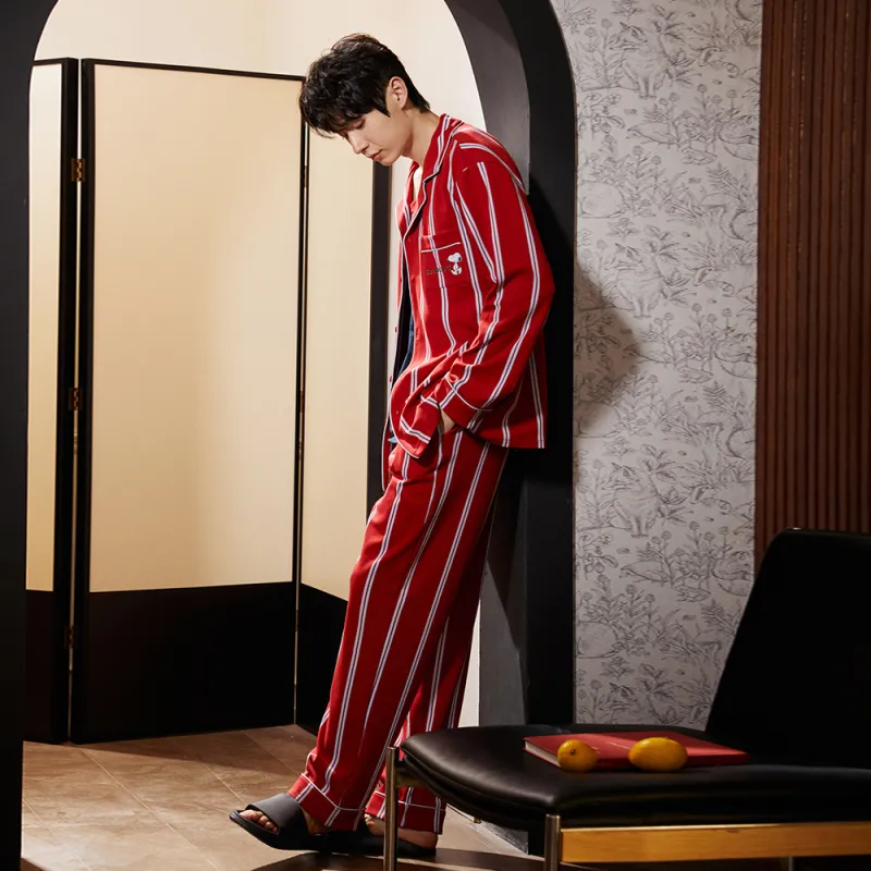 Gongdie x SNOOPY/ Pajama Set Men's Red-2