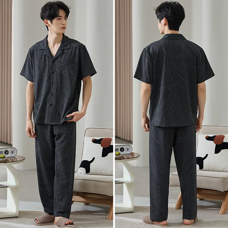 Gongdie Pajama Set Men's Dark Gray-5