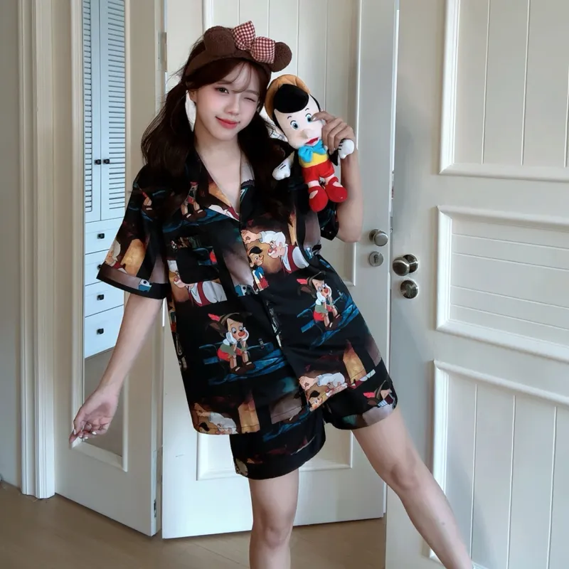 Gongdie x Disney Pajama Set Unisex Black-1