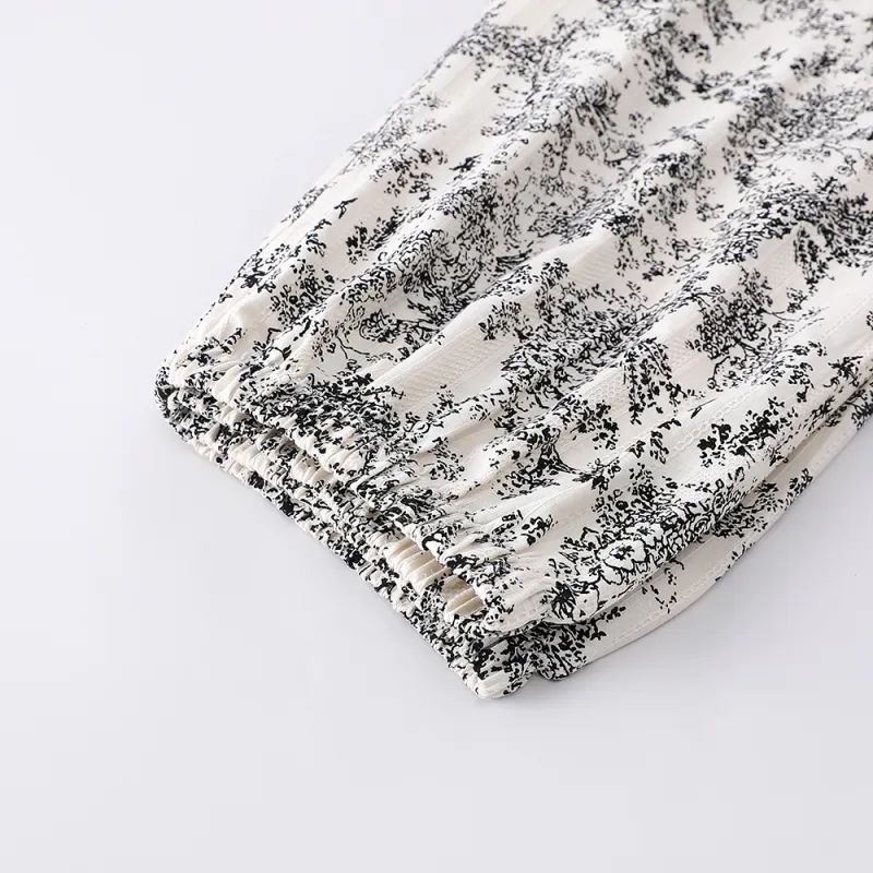 Gongdie Pajama Set Women's Black White-5