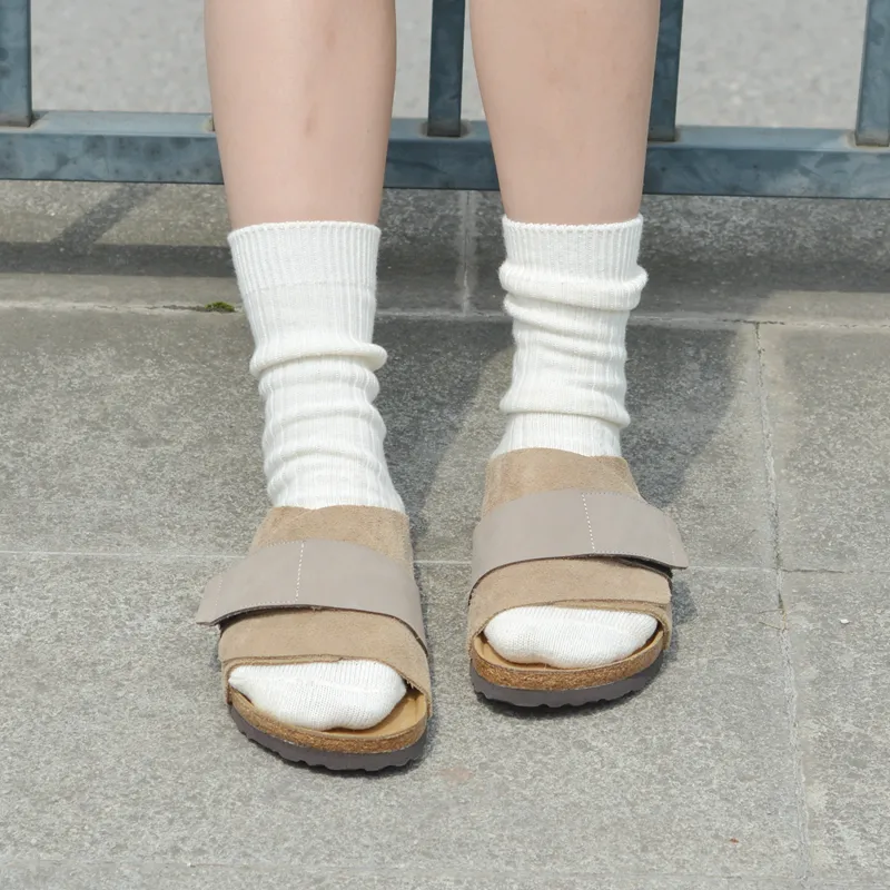 Boku Cork Sole Leather Patchwork Slip Resistant Abrasion Resistant Slide Slippers Unisex Sand-7