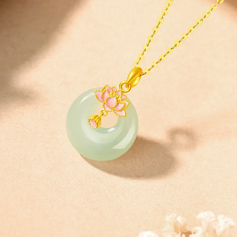 ALLOVE Necklaces Pale Greenish White Jade Women's-2