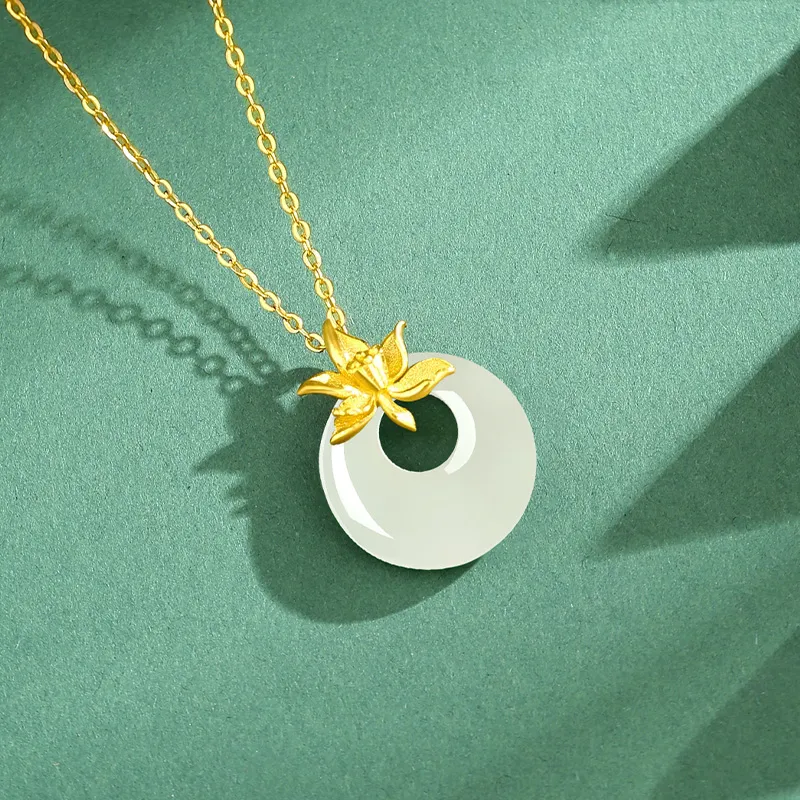 ALLOVE Hetian Jade Necklaces Pale Greenish White Jade Women's-2