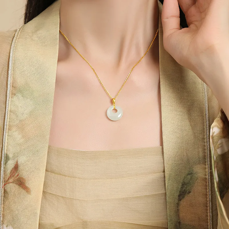 ALLOVE Hetian Jade Necklaces White Jade/Pale Greenish White Jade Women's-3