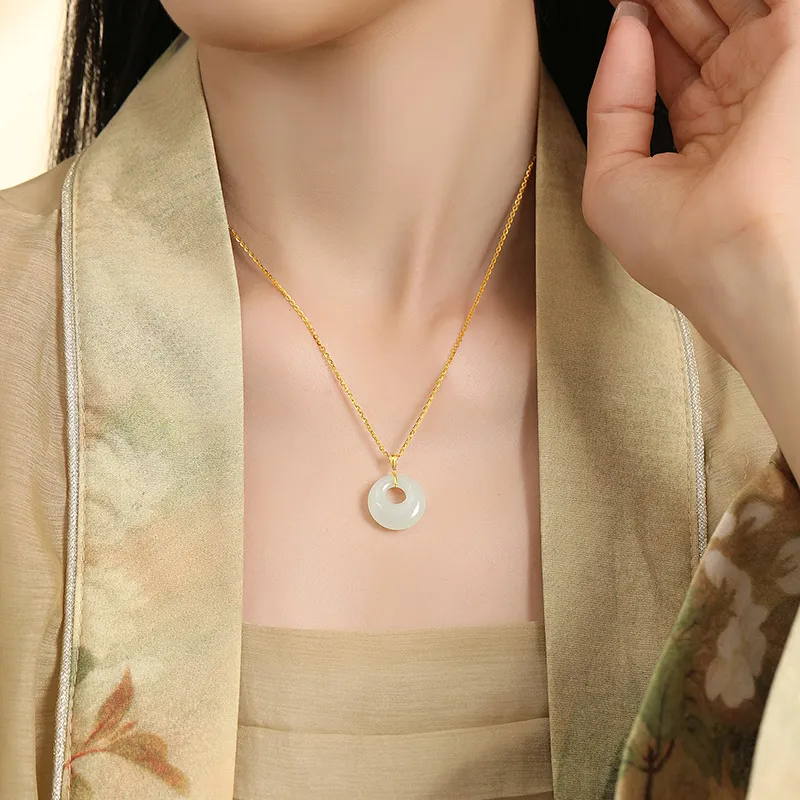 ALLOVE Hetian Jade Necklaces White Jade/Pale Greenish White Jade Women's-4