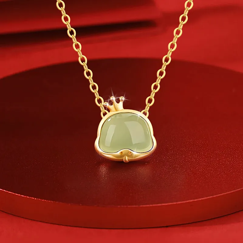ALLOVE Hetian Jade Necklaces Pale Greenish White Jade Women's-1