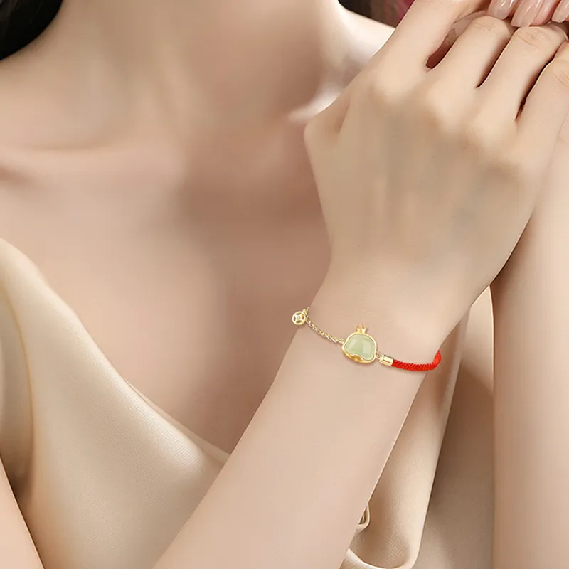 ALLOVE Hetian Jade Bracelets Pale Greenish White Jade Women's-4