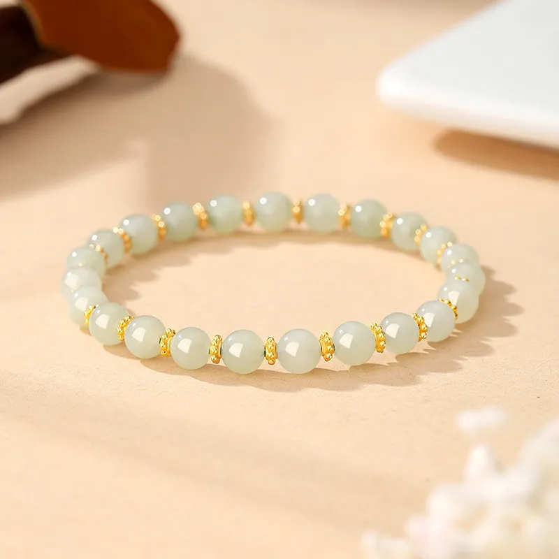 ALLOVE Hetian Jade Bracelets Pale Greenish White Jade Women's-3
