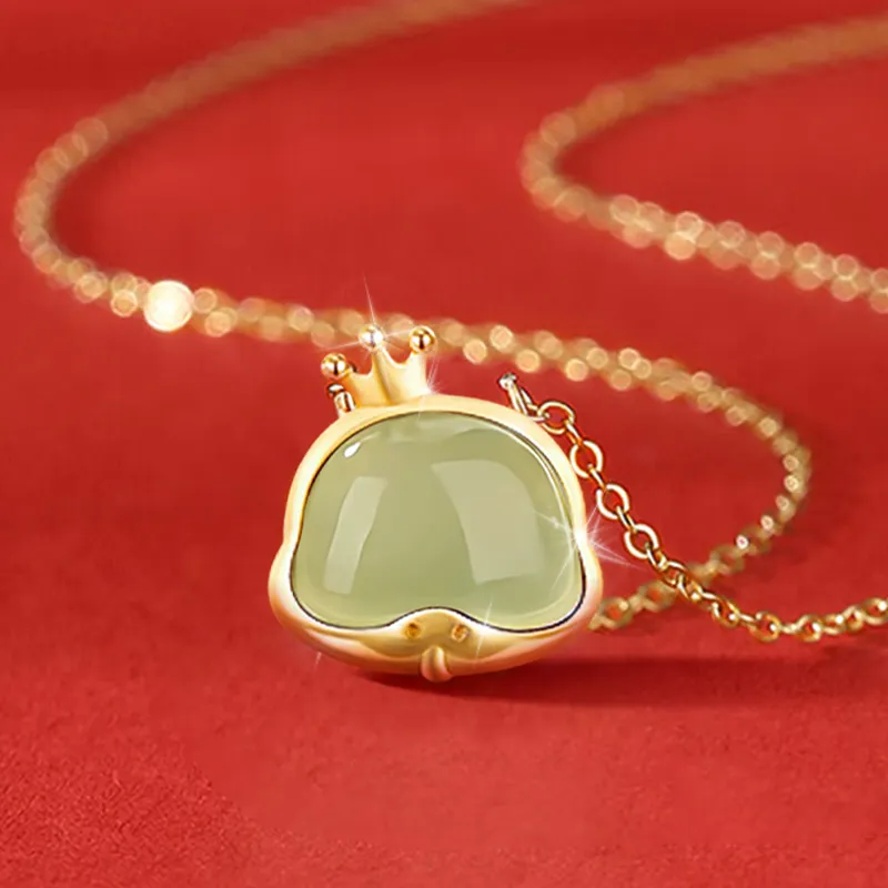 ALLOVE Hetian Jade Necklaces Pale Greenish White Jade Women's-2